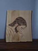 Jezus Chrystus Frasobliwy Ręcznie wykonana Płaskorzeźba 