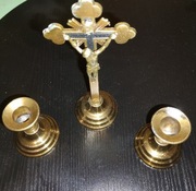 Komplet kolędowy krzyż i dwa świeczniki 