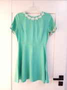 jasnozielona mietowa delikatna prosta krotka letnia sukienka 38M kwiat