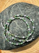 Naszyjnik z naturalnych kamieni zoisyt z rubinem ametyst lawendowy apatyt