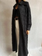 Długi kardigan Bonprix szary gruby splot ciepły sweter 48/50