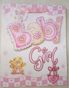 torebka prezentowa 3D ozdobna na chrzest chrzciny pępkowe baby dziewczynka