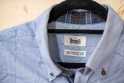 Brunelli Koszula Męska L 100% Bawełna Paski Błękitna Długi Rękaw