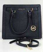 MK Torebka damska oryginalna Michael Kors granatowa Dillon kuferek skóra 