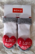 Skarpetki niemowlęce z grzechotką SOXO w rozmiarze 16-18 I love mom dad