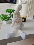 Krasnal skrzat Świąteczny 46,5cm kremowy nowy 