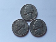 Zestaw 3 monet USA - 5 Centów (Nickel) - Jefferson - Mennica D