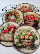 Stylowe podstawki pod kubki Farmhouse vintage shabby chic owoce 