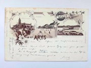 ORZYSZ Arys litografia  Officier Casino, Marktplatz, Arys-See  