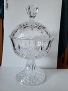 Kryształowy kielich z pokrywką, bomboniera, cukiernica