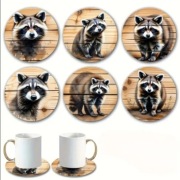 6 szt. Podkładki drewniane pod szklanki, kubki, kufle. SZOP PRACZ.