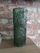 Wazon z grubego szkła butelkowa zieleń wys. 30 cm 