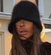  Czapka kapelusz typu bucket z angory czarna 