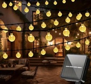 Girlanda Łańcuch 100 lampek LED solarne kulki lampki sopelki 12m złote