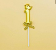 Świeczka cyferka 1 z koroną na tort urodzinowa