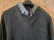 Swetr myśliwski z koszulą, trekkingowy, Pierre Cardin M. Zgniła zieleń. 