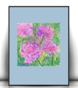 róże obrazek A4, kwiaty rysunek, plakat z kwiatkami,boho rysunek z różami