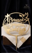 Złoty Topper na tort/bukiet | Pierwsza Komunia Święta