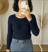 Uniqlo sweter cienki warkocz damski basic XS 34 S 36 wełna kaszmirowy