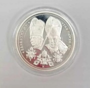 Srebrna moneta Portret Podwójny Jan Paweł II i Benedykt XVI