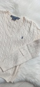 Sweter Ralph Lauren kremowy rozmiar S warkoczowy splot bawełniany