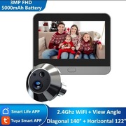 Wizjer do drzwi z ekranem kamerą Full HD WiFi TUYA tryb nocny 5000 mAh 3MP