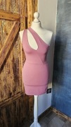 Lulus XS sukienka one shoulder pudrowy róż bodycon sexy wesele impreza