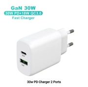 Ładowarka uniwersalna 30W i 18W 1x USB C  30W 1x USB 18W