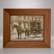 KOŃ Z WOZEM | SEPIA | OBRAZ | VINTAGE | AI ART