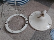 Lampa przemysłowa klosze i ceramiczne oprawki 11 szt PRL