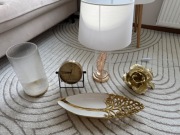 Zestaw dekoracji Home&You GLAMOUR złoto Lampka, Zegar, Misa, Wazon Jak NOWE