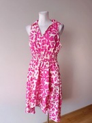 Sukienka różowa panterka z kołnierzykiem