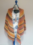 Szal damski ponczo duże ręcznie robione brąz