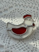 Broszka witrażowa "Kurka" w stylu rustykalnym Witraż w stylu Tiffany