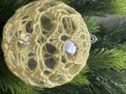 Bombka szydełkowa - rękodzieło-kolor żółty