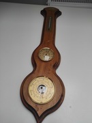 Duża, stara, drewniana, stacja pogodowa termometr barometr higrometr 