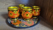 Drewniane kubeczki ręcznie malowane PRL vintage 