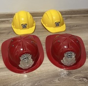 4 kaski dziecięce - małe 2x kask strażaka + 2x kask budowlańca