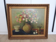 Antyczny Obraz  lat 50-tych malowany  na płótnie