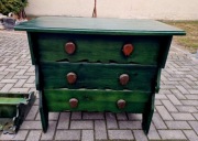 Zestaw komoda z litego drewna Cepelia Rąbień półka odrestaurowana PRL