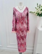 Sukienka midi cekinowa piórka 36 S 