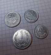 1zł, 50gr, 20gr, 10gr zestaw monet PRL 1985