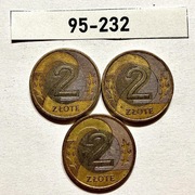 Moneta 2 zł  1995 rok ZESTAW 95-232 = 3 szt. 