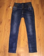 Spodnie Cato r. 40 damskie wysoki stan długie niebieskie bawełna