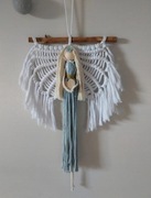 Duży Anioł Stróż makrama na patyku do zawieszenia Handmade 