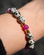 Bransoletka z kamieni naturalnych jaspis dalmatyński i turmalin