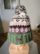 FatFace czapka wełniana zielona wielobarwna damska unisex zimowa 