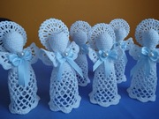 Aniołki z kokardką, zestaw, szydełko, rękodzieło 11 cm