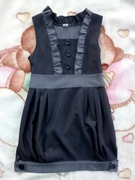 Elegancka szara grafitowa wizytowa sukienka z falbanami 128 jak nowa