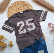 Tshirt koszulka baseball 25 98 krótki rękaw szara bluzka Kids Tales